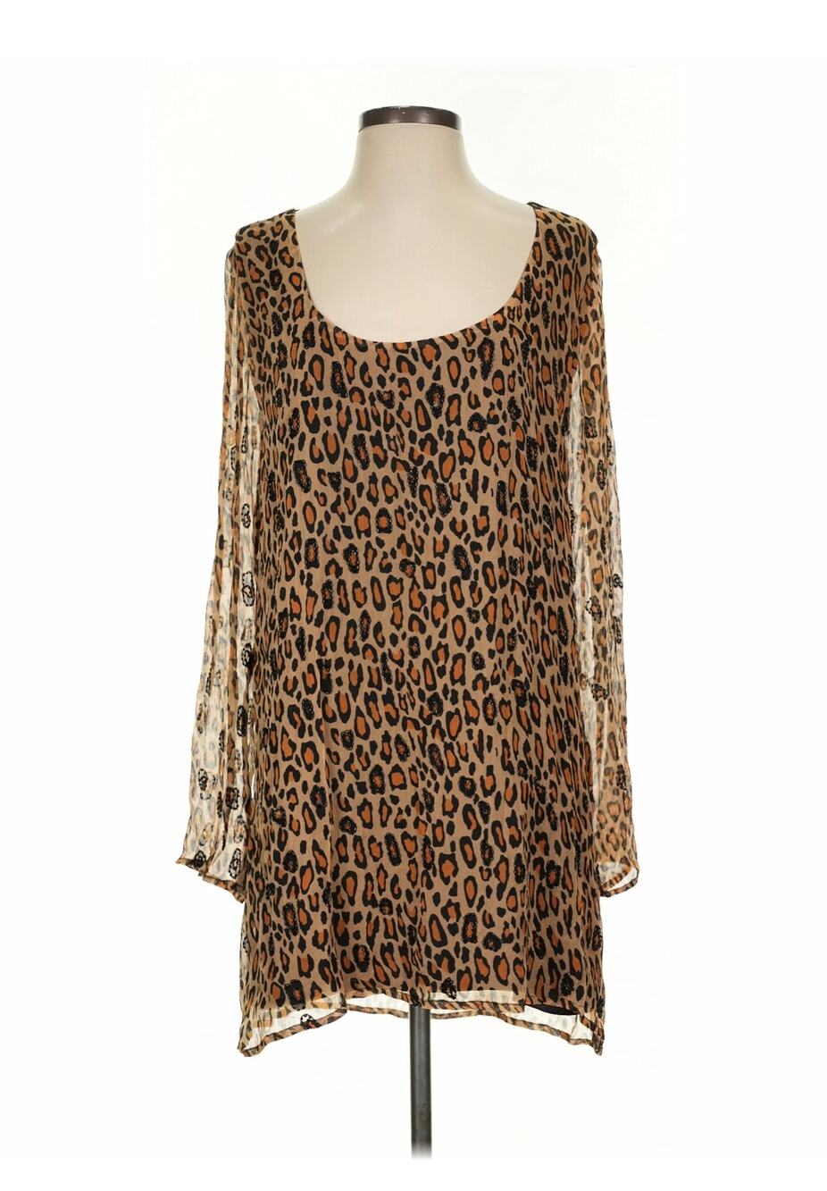 Show Me Your Mumu SZ S Mini Boho Animal Print Long Sleeve Dress Tunic $135